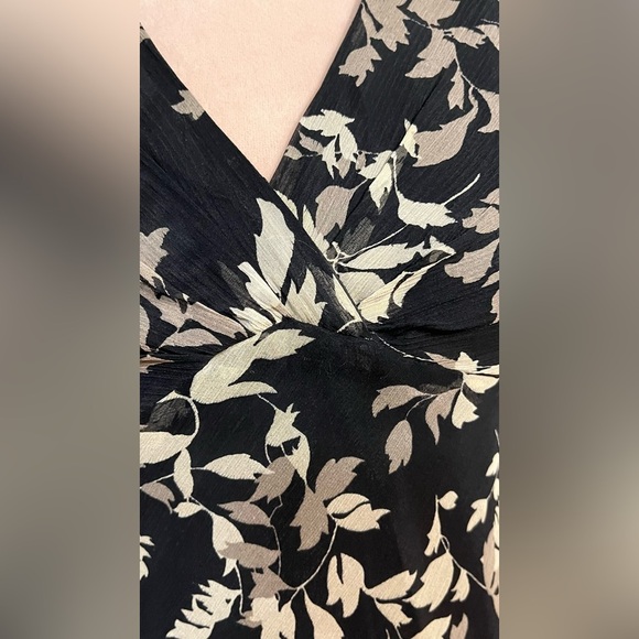 Jones New York Black Floral Baby Doll VTG   Silk Grudge Y2K Sheath Midi Dress 4 - Picture 7 of 15